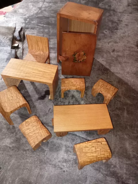 Vintage Ensemble de mobilier bois style Nordique pour poupée - Petit casse-tête