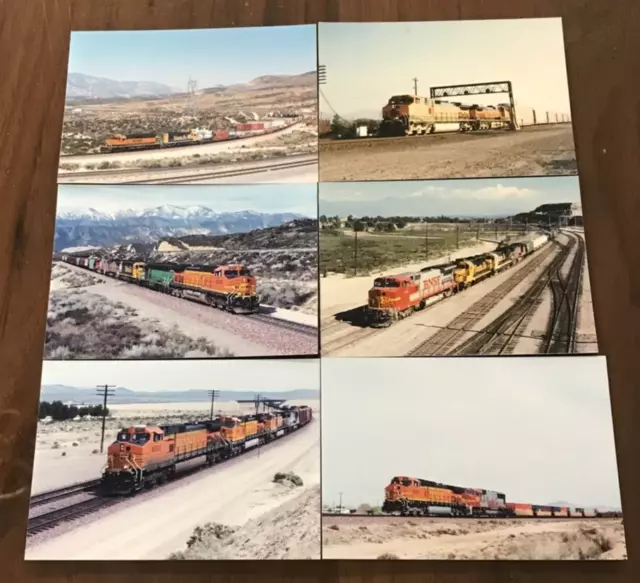 Vintage Lot of 6 BNSF SANTA FE Train Railroad RR Locomotive ORIGINAL Photos