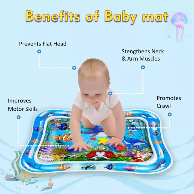 Tummy Time Baby Water Mat Infant Toy Inflatable Play Mat Pad Newborn Boy Girl 3