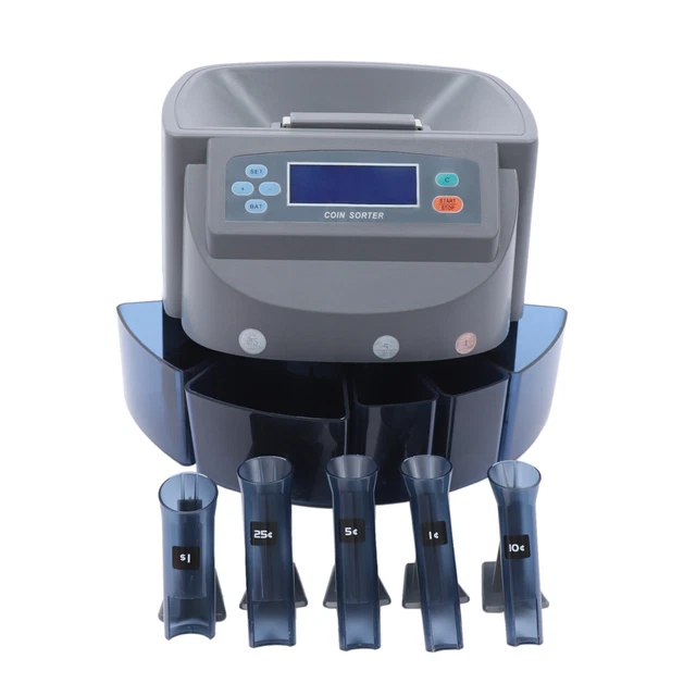 CS-100 Commercial Coin Counter Sorter Machine LCD Money Change Fast Sorting NEW