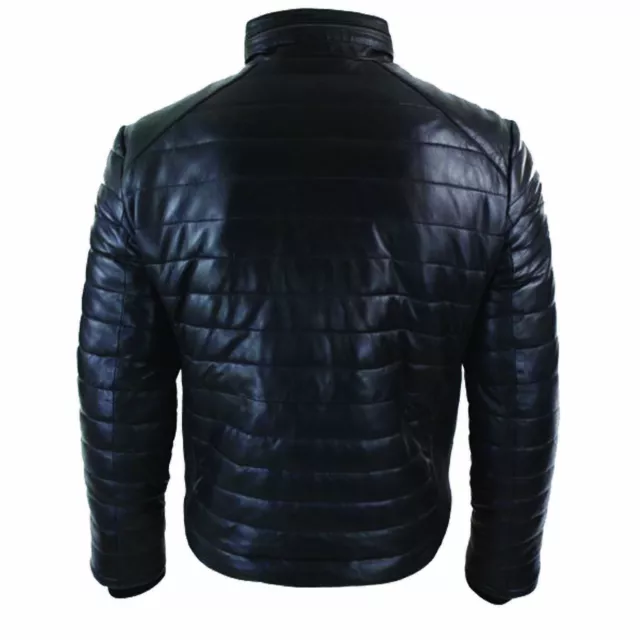 Leather Quilted Puffer Jacket for Men 3
