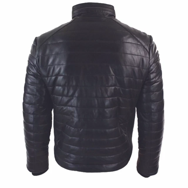 Leather Quilted Puffer Jacket for Men 3