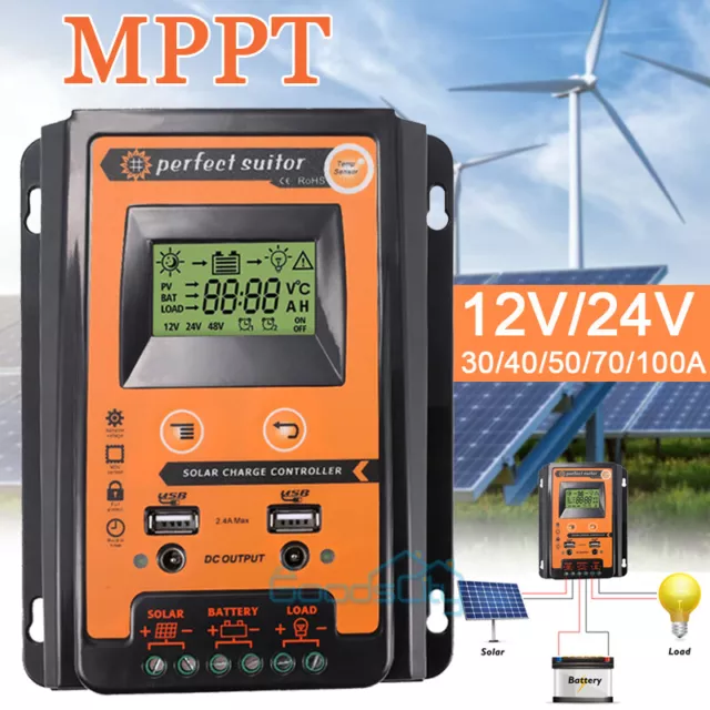 100A 80A 70A MPPT Solar Charge Controller Panel Battery Regulator RV Car Home