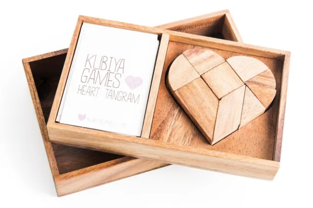 Kubiya Heart Tangram Puzzle Set Da Tavolo Gioco in Scatola di Legno (£51,35 su Etsy)