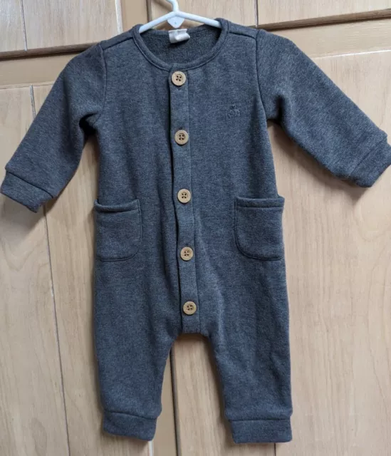 BABY GAP 6-9 Month Gray Baby Cozy One Piece Sweatsuit Romper Outfit Sweater EUC