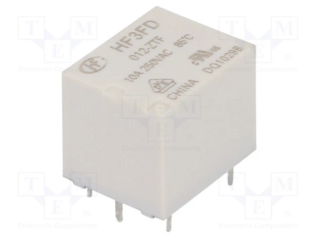 HF118F/012-1ZS1T Relais – Elektromagnetisch, SPDT, 12V DC, 10A/250V AC – HONGFA, Für PCB-Montage, Kompakt & Leistungsstark