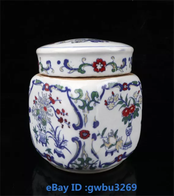 Collect Old Chinese Porcelain Handwork Painting Flower Tea Jar pot w Marks 42113