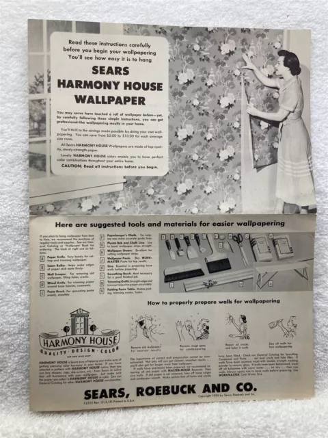 1951 Sears Harmony House Wallpaper Brochure Roebuck Home Decor Vtg