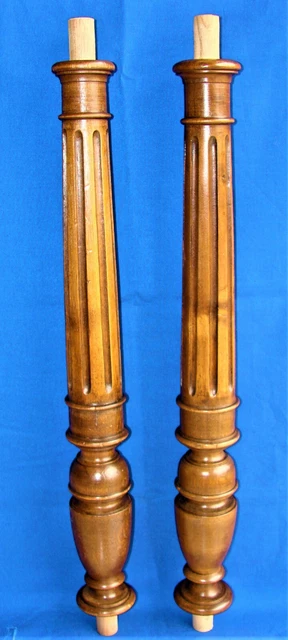 Antique Pair of Columns Carved in wood Walnut - Balusters - Pillars - Trim Posts