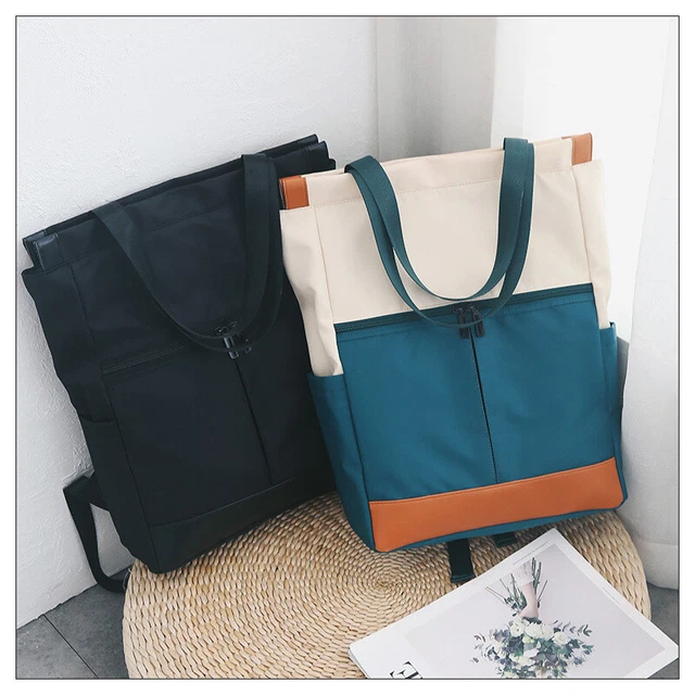 New Women Convertible Tote Laptop Backpack Wide Top Open Travel Casual Bag Tote