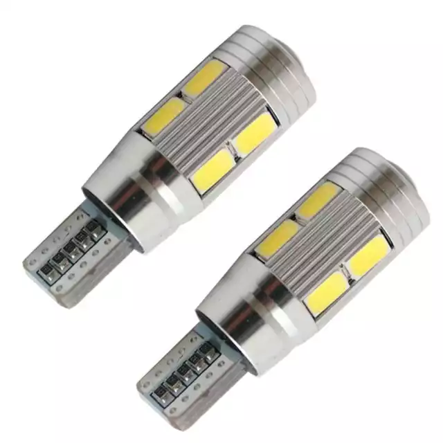 2 Veilleuses LED W5W T10 Canbus ANTI ERREUR ODB Blanc COB voiture ampoule 10 SMD 2