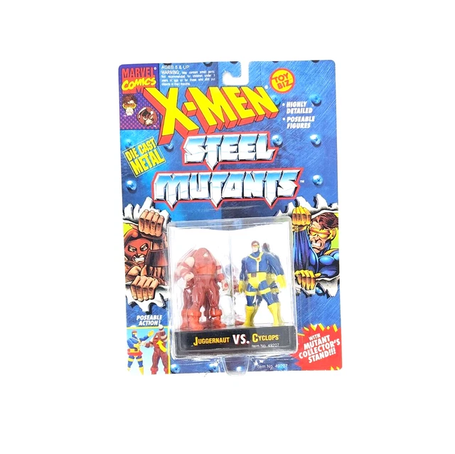 X-Men Steel Mutants Juggernaut vs Cyclops Die Cast Poseable Figures Toy Biz