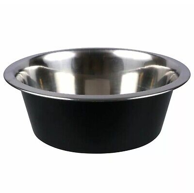 Non-skid Large Dog Bowl Black Stainless Steel 8in Wide 52oz Food or Water Dish