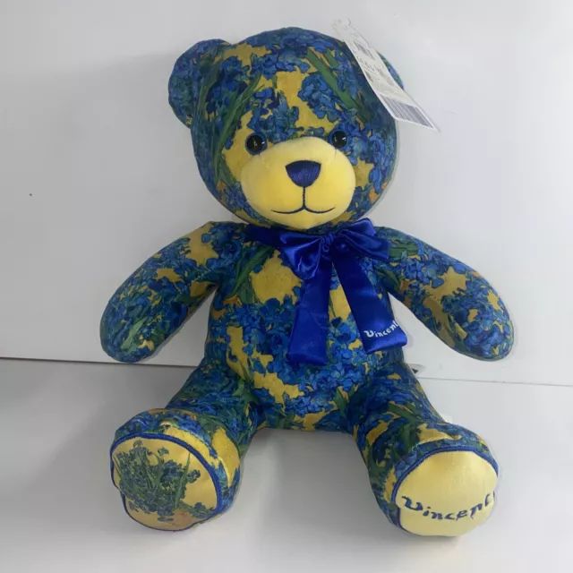 BNWT RARE 2023 Build A Bear Vincent Van Gogh Iris Bear 12" Sitting Plush &Bow