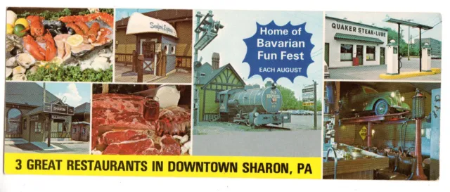 Postcard: Sharon, PA (Pennsylvania) - 3 Restaurant promotion