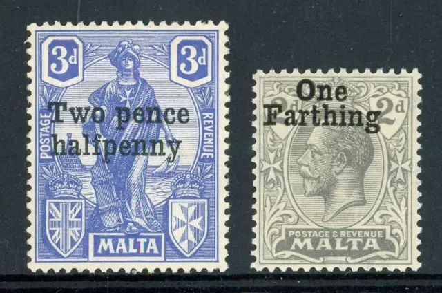 Malta 1922-25 Mint Selection 2 Stamps #97 + 115 !! Zz02