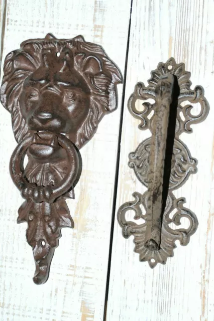 Antique Style Hollywood Regency Lion Door Knocker / Door Pull, Cast Iron - HW-21