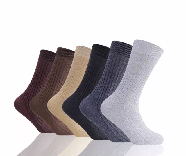 12 Pairs Mens 100% Pure Cotton Rib Socks Comfort Soft Grip Diabetic 6-11 & 10-13