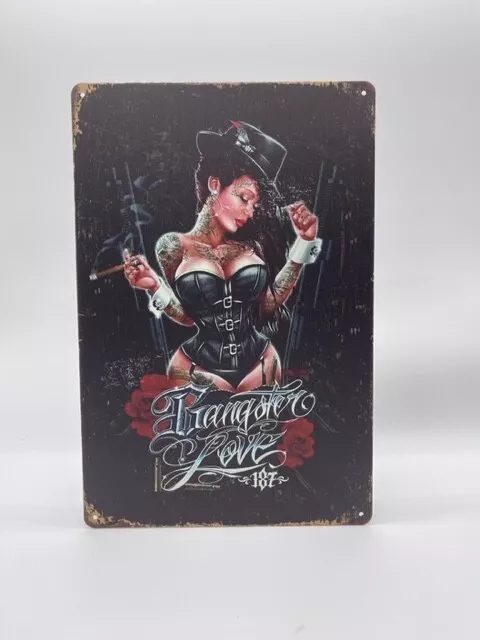 Blechschild Gangster Love 20x30cm Nostalgie Retro Reklame Vintage Deko Pin Up