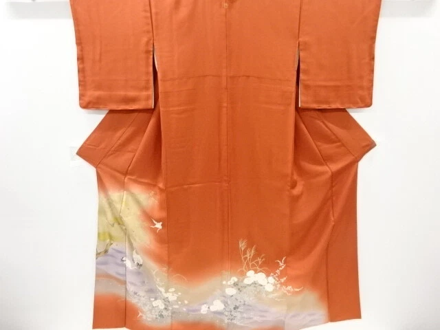 6201788: Japanese Kimono / Vintage Iro-Tomesode / Kinsai / Crane & Autumn Flower