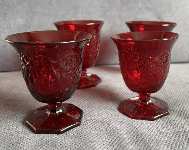 Lot of 2 MCKEE Glass ROCK CRYSTAL Ruby Red Glass 3 OZ. Sherbet/Egg Cup