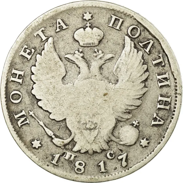 [#656180] Monnaie, Russie, Alexander I, Poltina, 1/2 Rouble, 1817, TB, Argent, K