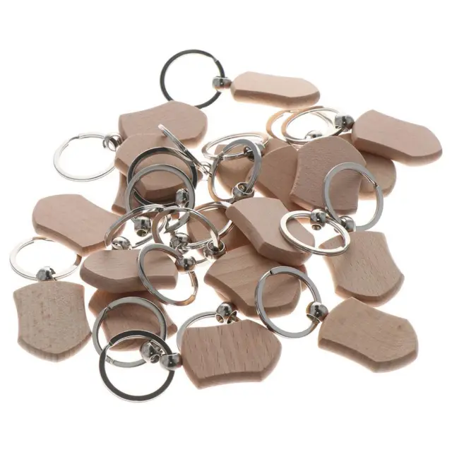 Shield Shape Blank Wooden Key Chain  DIY Gifts Engrave Crafts