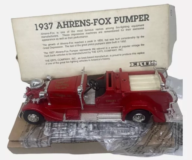 ERTL 1937 Ahrens-Fox Pumper Fire Engine, Die Cast, in Box Baltimore Fire Dept