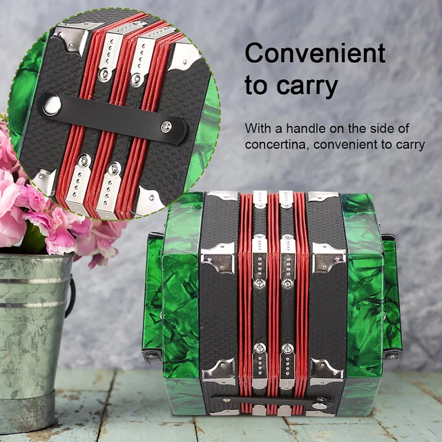(Green)Accordion 20 Button Concertina Anglo Concertina Musical Instrument ABE