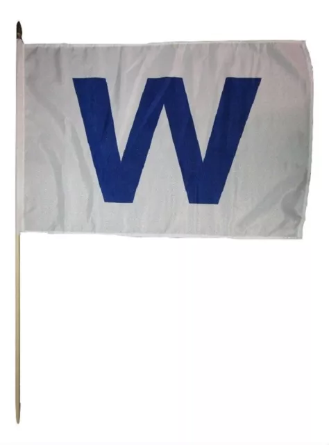 12x18 12"x18" Chicago Cubs " W " Win Stick Flag wood Staff