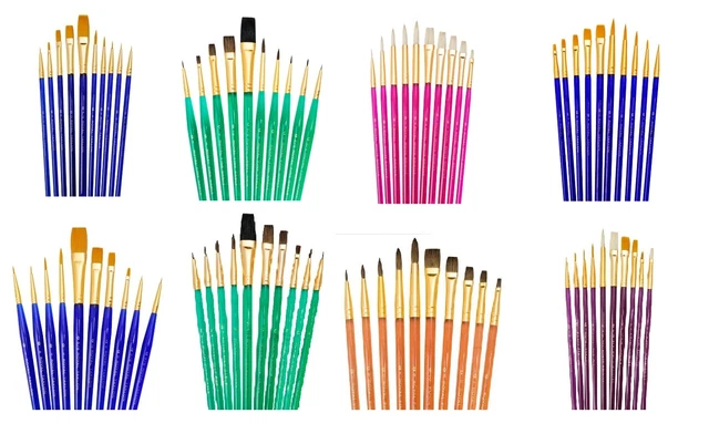 Sable Camel Hog & Taklon Artist Royal Brush Sets Oil Watercolour & Acrylic Paint