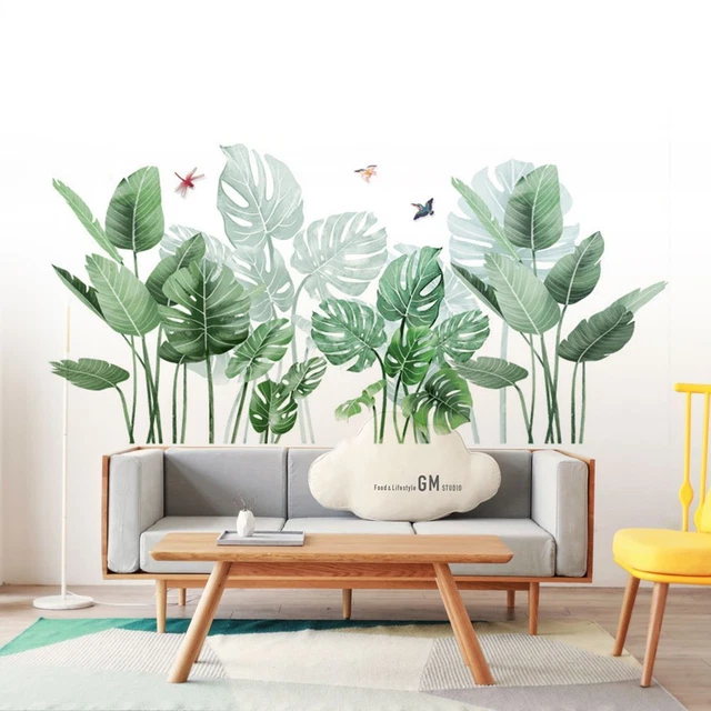 GRASS WALL DECAL PVC Leaf Wallpaper Plant Stickers Tropical Leaves Wall