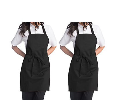 Hotel Cafe Restaurants Catering Cooking Kitchen Chef Apron Pack of 2 Black
