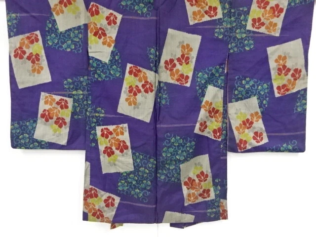 09875# Japanese Kimono / Antique Haori / Meisen / Woven Flower & Shikishi Pa
