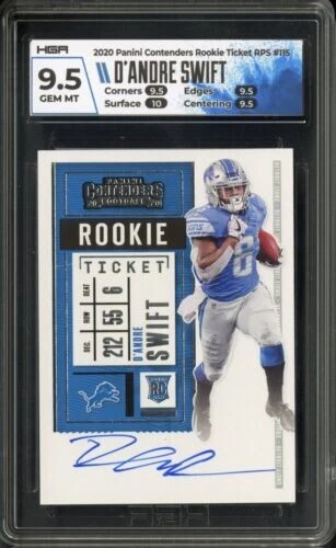 D'ANDRE SWIFT RC - 2020 Contenders ROOKIE TICKET AUTO - HGA 9.5 GEM MINT .'