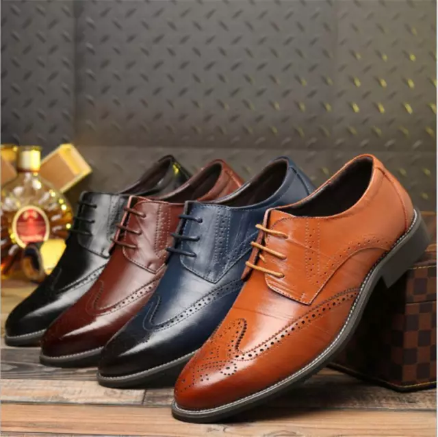 Mens Fashion Brogues Smart Formal Office Casual Lace Up Oxford Brogue Shoes Size 2