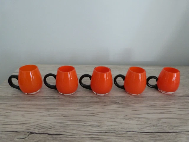 Lot De 11 Perles Artisanales En Pâte De Verre - Décorées Main - Orange Et Noir - Style Murano