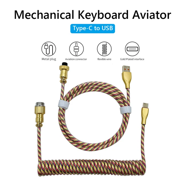 Spring Keyboard Connector MECHANICAL KEYBOARD COILED Spring Wire Spiral Paracord Plug-in Aviator ...