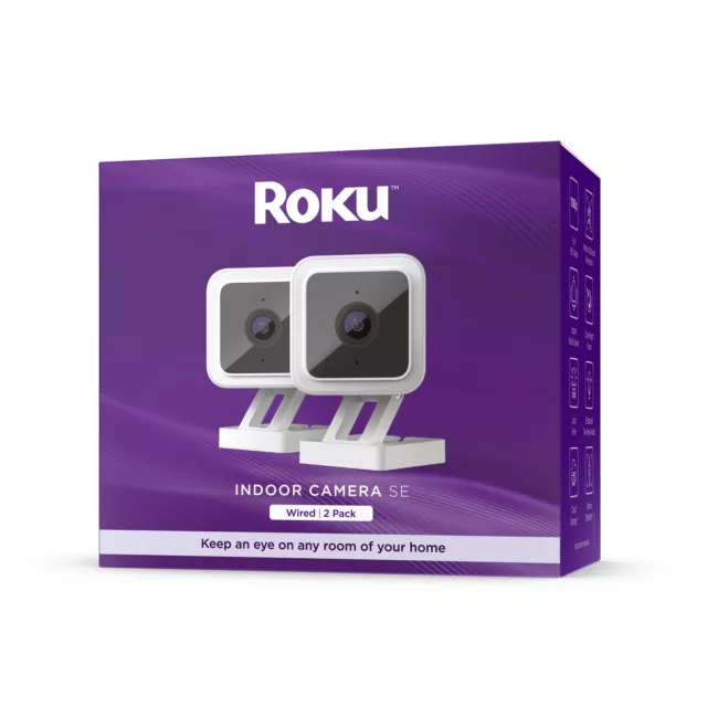 Roku Smart Home Indoor Camera SE (2-Pack) Wi-Fi-Connected - Wired Security