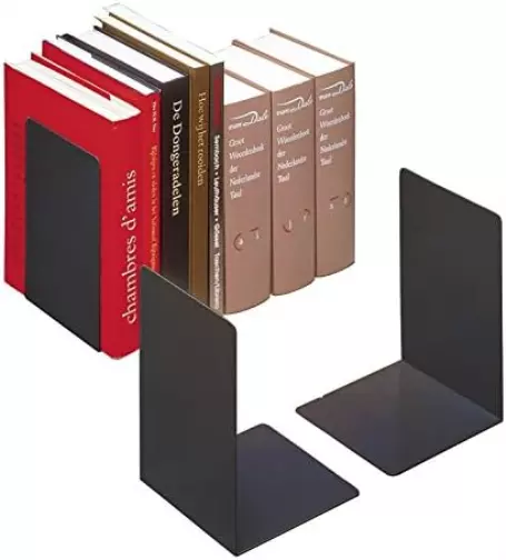 Durable Large Bookends   Pack of 2 Book Holders in Black   160 x 220 x 160 mm (W 3