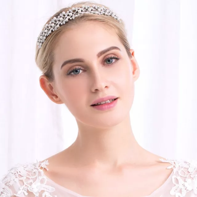 Ivory Pearl Headpiece Rhinestone Wedding Tiara Vintage Hair Crown