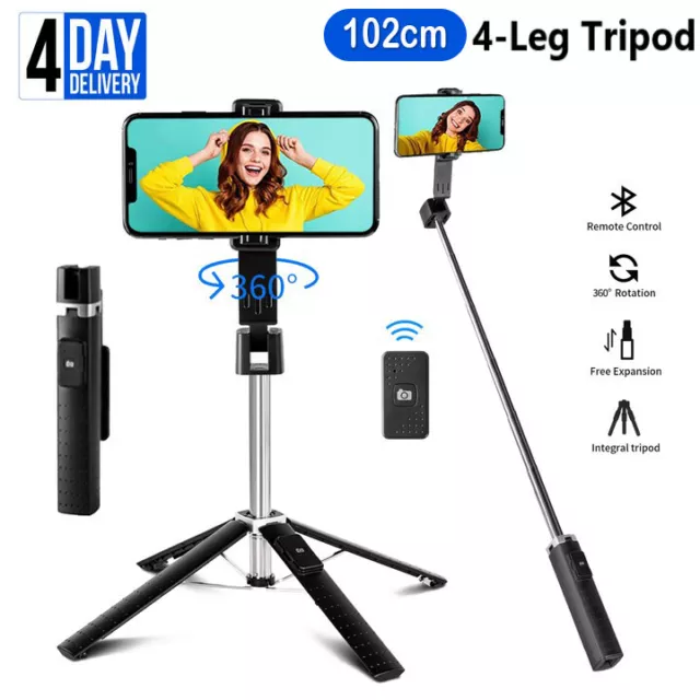 102cm Flexible Mobile Phone Tripod Holder Stand Selfie Stick Bluetooth Remote