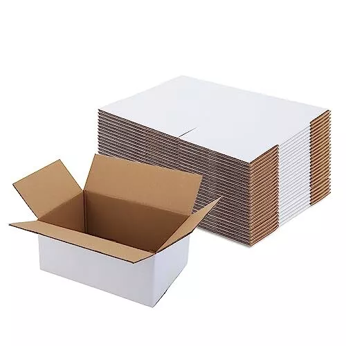 9x6x4 Inches White Shipping Boxes Pack of 25 Corrugated Cardboard Boxes Maili...