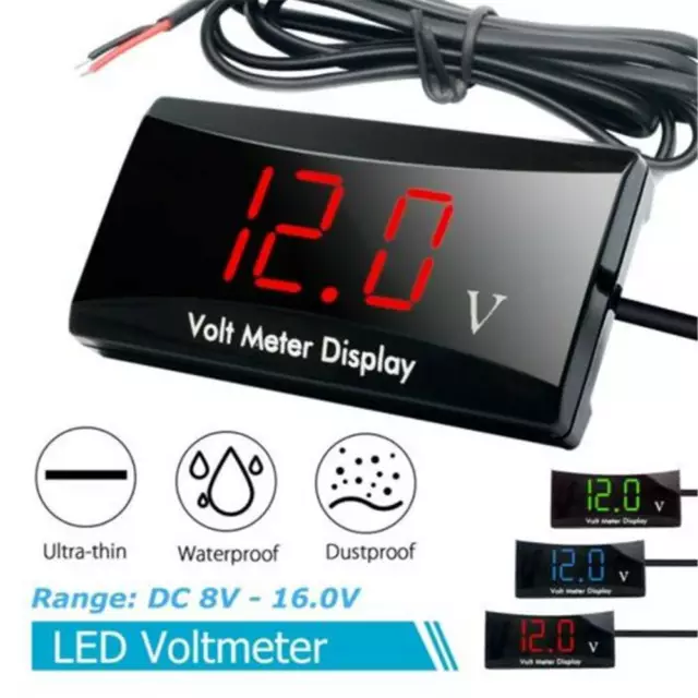 12V LED Digital-Panel-Meter Voltmeter Auto Motorrad Voltanzeige Spannungsanzeige 2