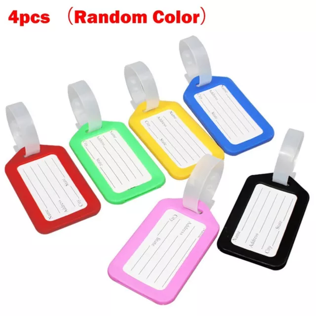 4*Luggage ID Tags Suitcase Labels Name Address ID Plastic Tag Baggage Bag Travel