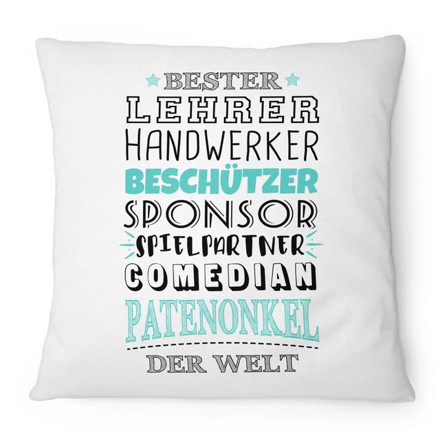 BESTER PATENONKEL KISSEN 40x40 cm Spruch Geburtstag Geschenk Idee