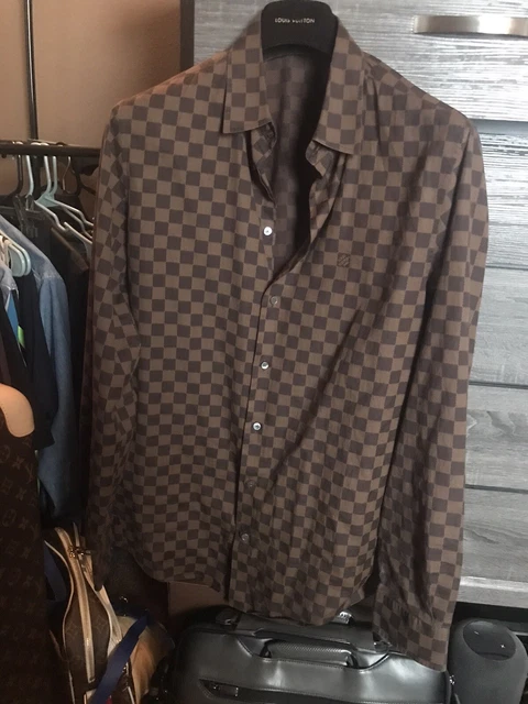 100% AUTHENTIC LOUIS Vuitton T-Shirt Damier Brown Ebene Short ...