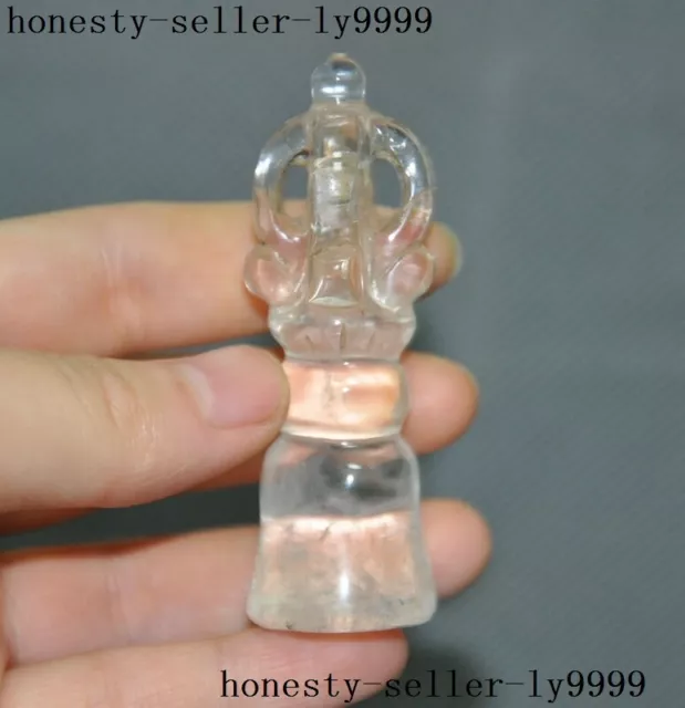 2.6" old Chinese crystal Carved Bell Bells Glocken Gong zhong amulet Pendant