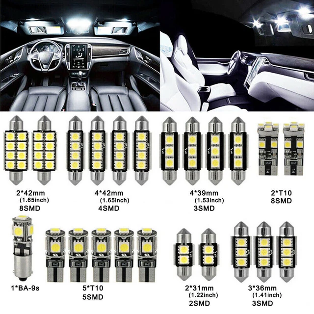23pcs LED White Car Light Bulb Interior Map Dome Trunk License Plate Lamps Kit