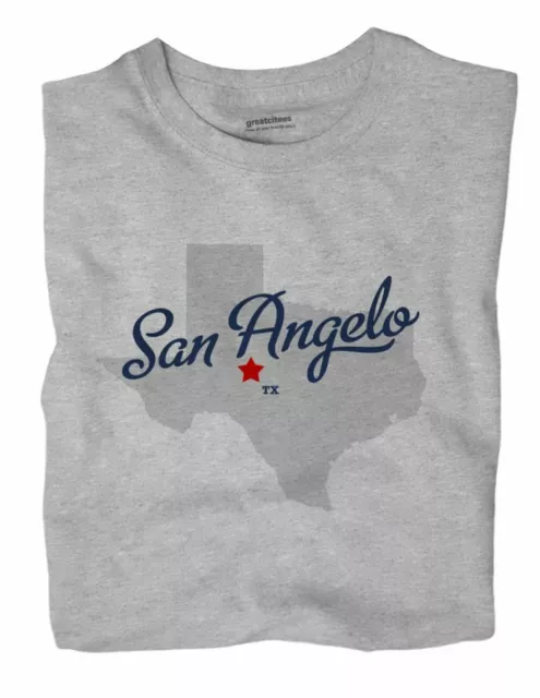 San Angelo Texas TX Tex T-Shirt MAP